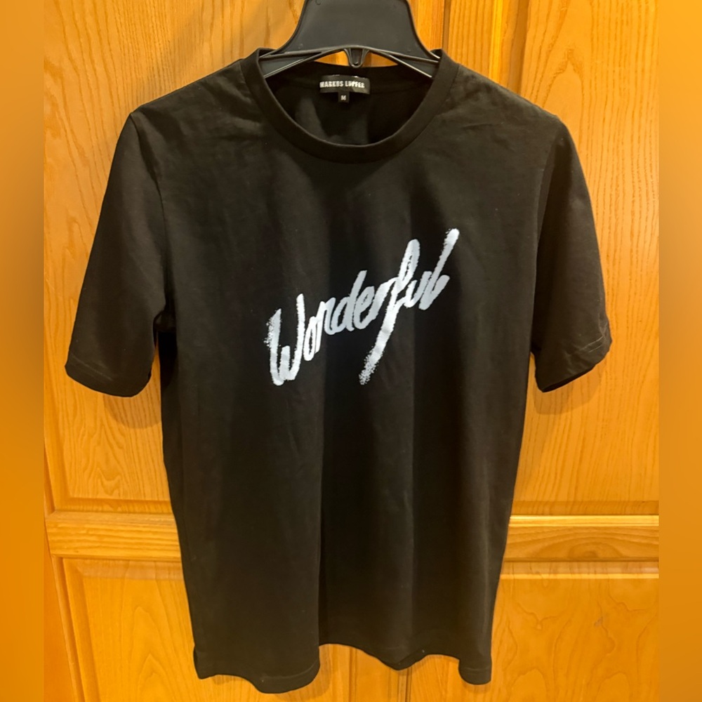 Markus Lupfer "Wonderful" Black 100% Cotton T-Shirt Size Medium